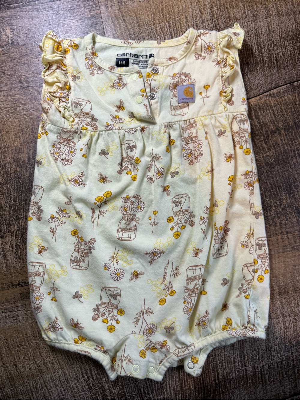 Carhartt Yellow and Brown Floral Baby Pajamas
